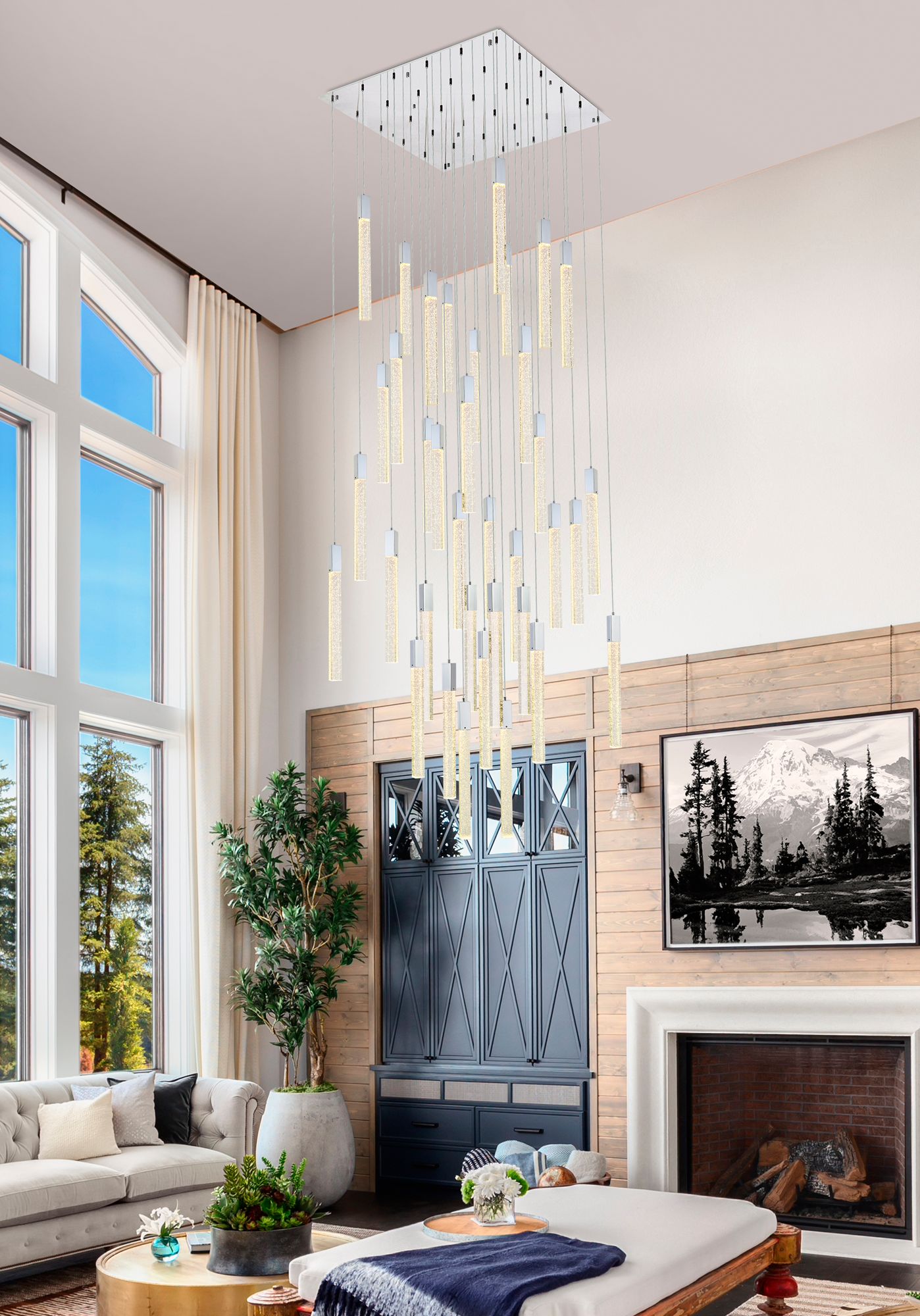 Weston 42" Wide Chrome 36-Light LED Multi Light Pendant