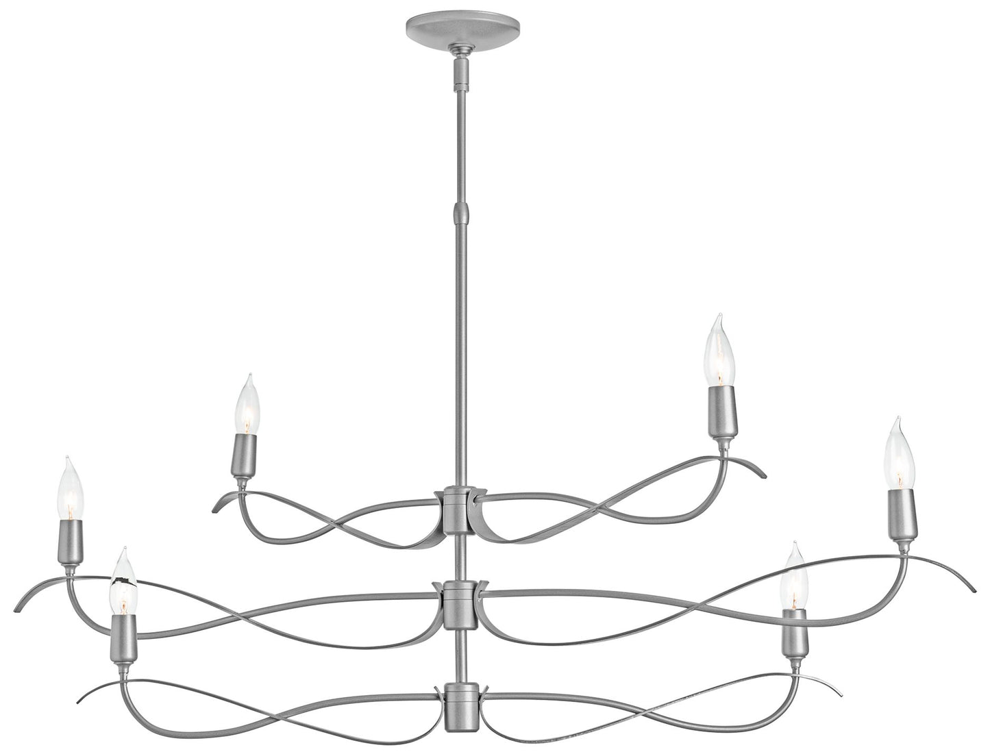 Willow 43.5" Wide 6.Light Small Vintage Platinum Chandelier