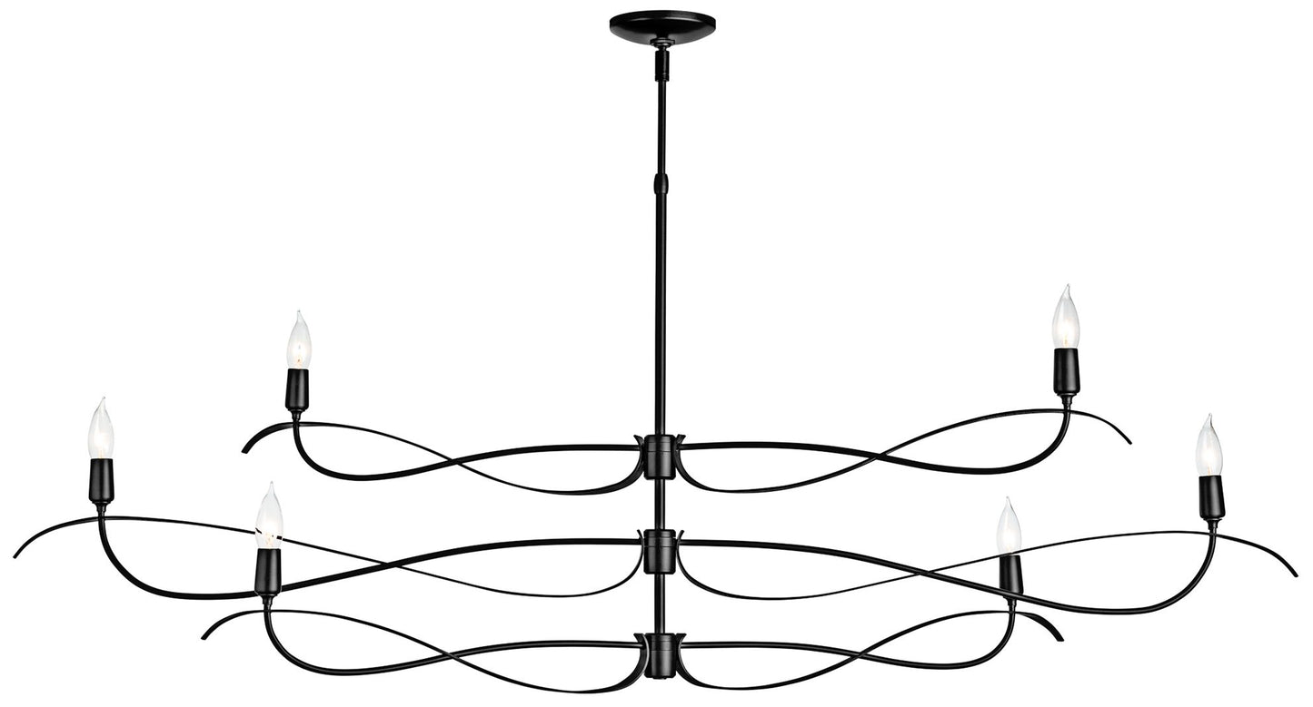 Willow 59.4" Wide 6.Light Large Black Chandelier