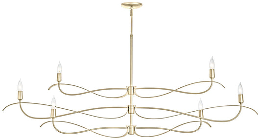 Willow 59.4" Wide 6.Light Large Modern Brass Chandelier