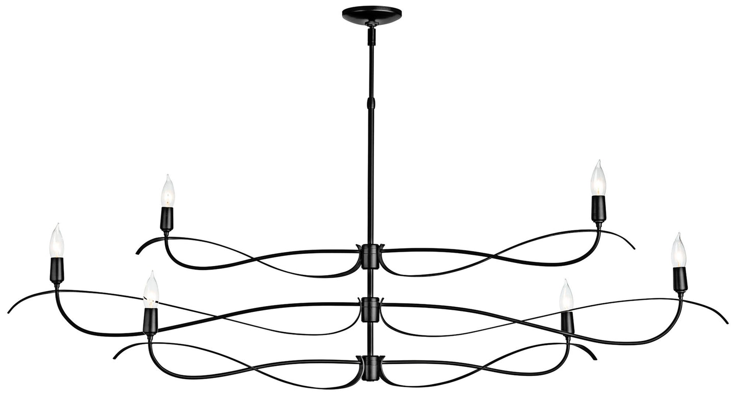 Willow 6-Light Large Chandelier - Black Finish - Standard Overall Height