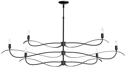 Willow 6-Light Large Chandelier - Black Finish - Standard Overall Height