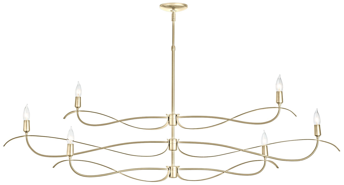 Willow 6-Light Large Chandelier - Brass Finish - Standard Overall Height