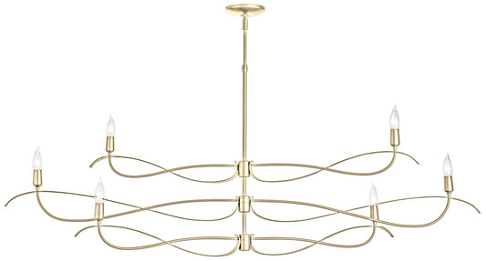 Willow 6-Light Large Chandelier - Brass Finish - Standard Overall Height