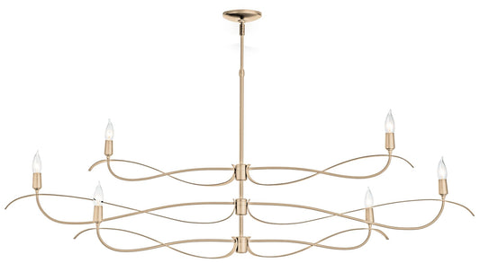 Willow 6-Light Large Chandelier - Gold Finish - Standard Overall Height