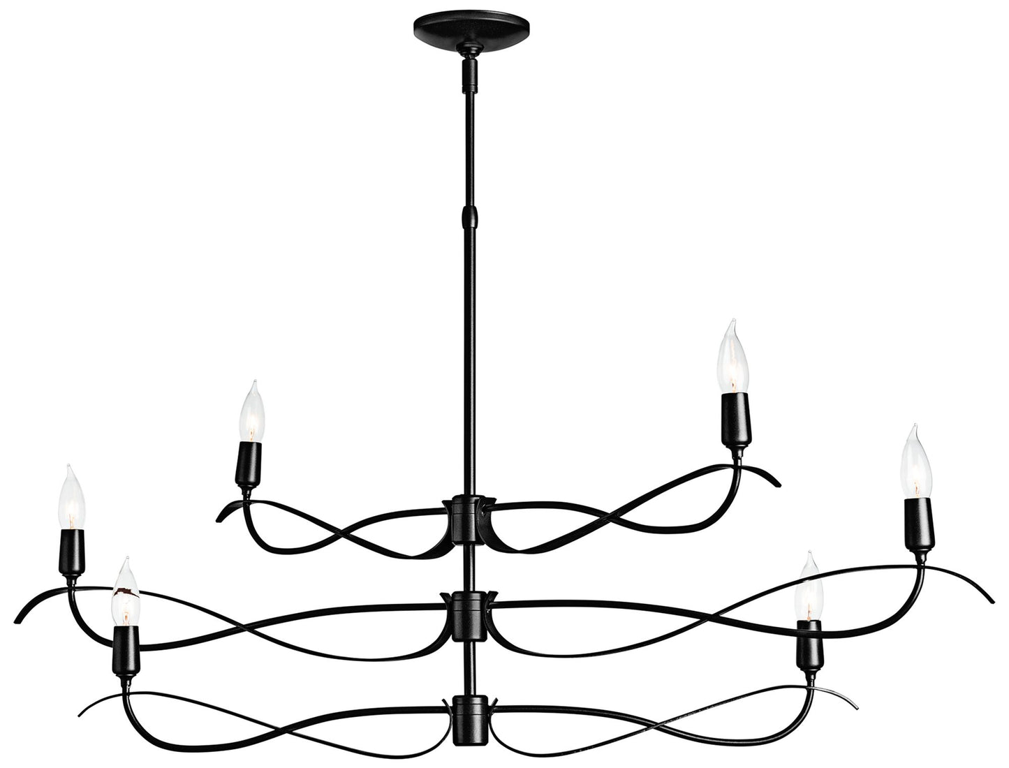 Willow 6-Light Small Chandelier - Black Finish - Standard Overall Height