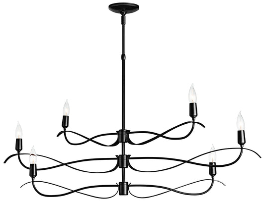 Willow 6-Light Small Chandelier - Black Finish - Standard Overall Height