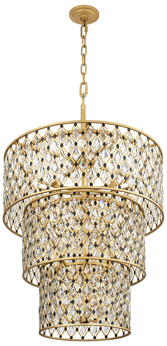 Windsor 13-Lt 3-Tier Crystal Chandelier - French Gold & Matte Black