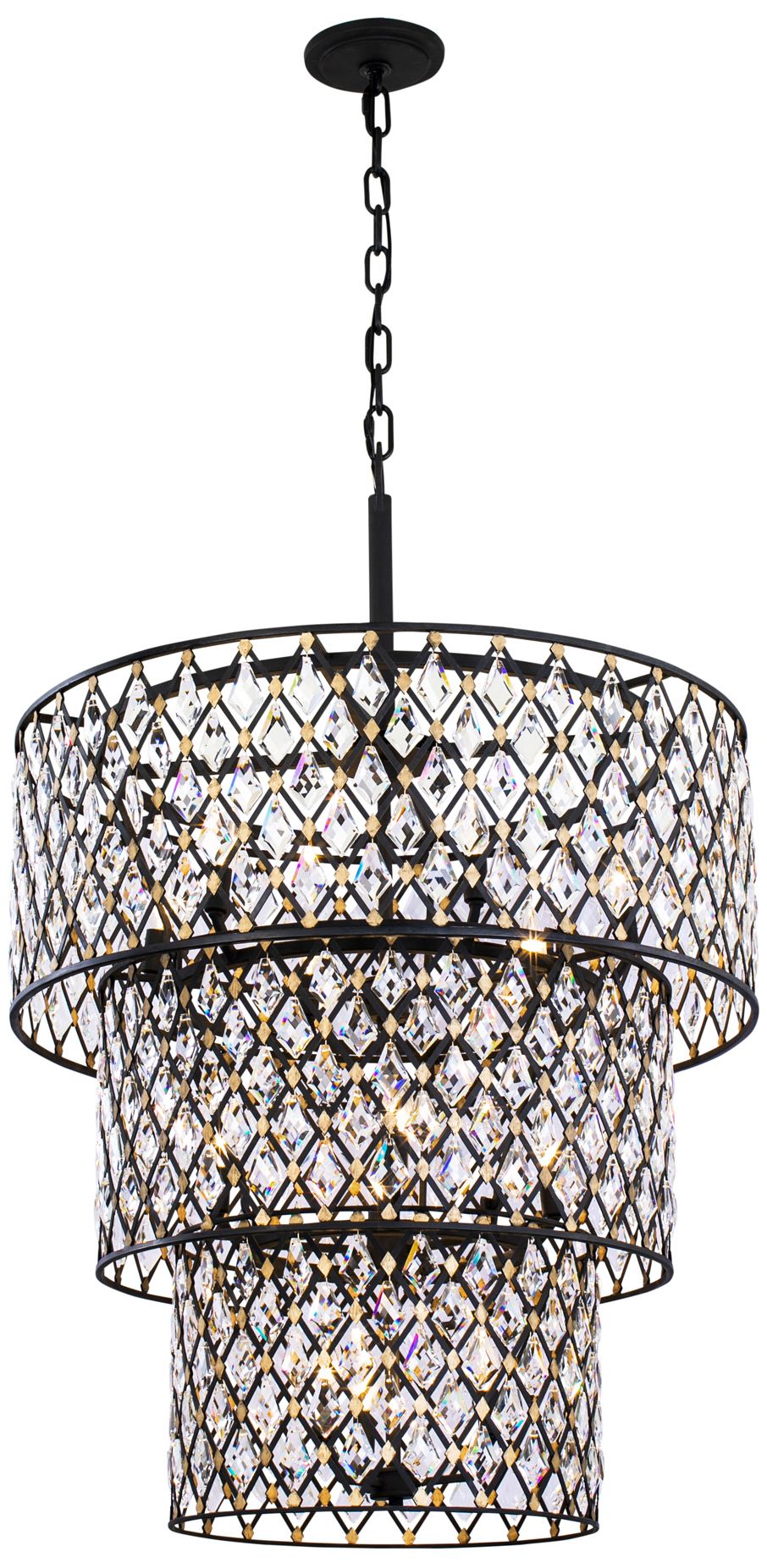 Windsor 31 3/4"W Carbon Crystal 13-Light 3-Tier Chandelier