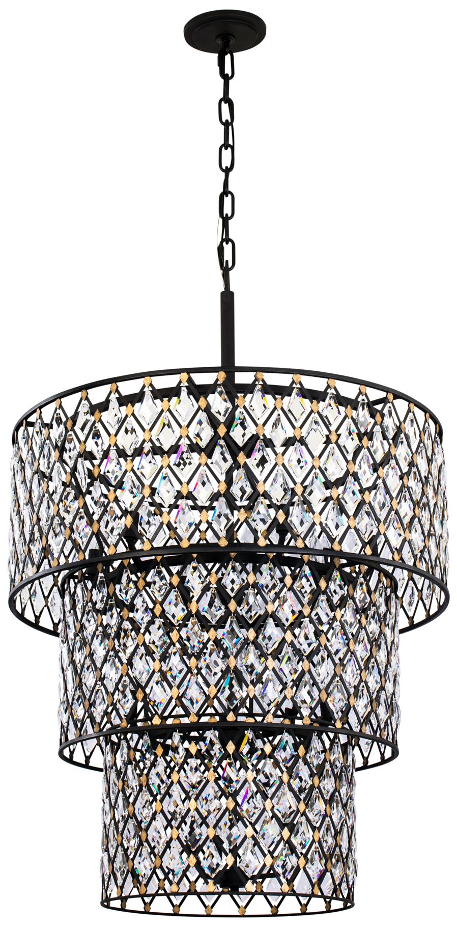 Windsor 31 3/4"W Carbon Crystal 13-Light 3-Tier Chandelier