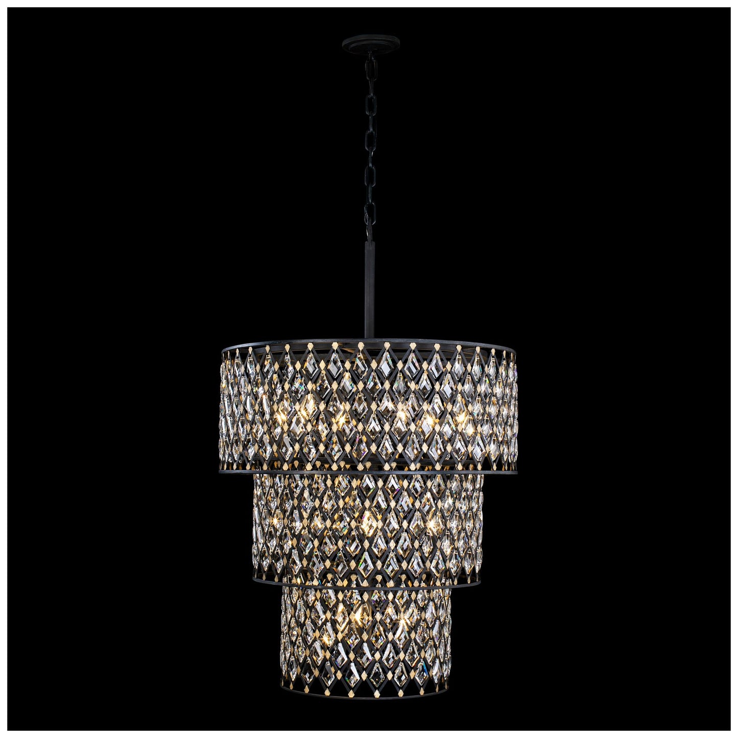 Windsor 31 3/4"W Carbon Crystal 13-Light 3-Tier Chandelier