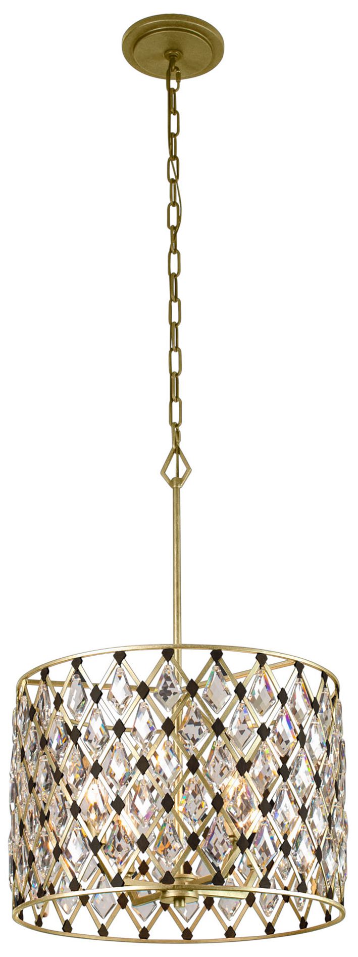 Windsor 4-Lt Crystal Pendant - French Gold & Matte Black