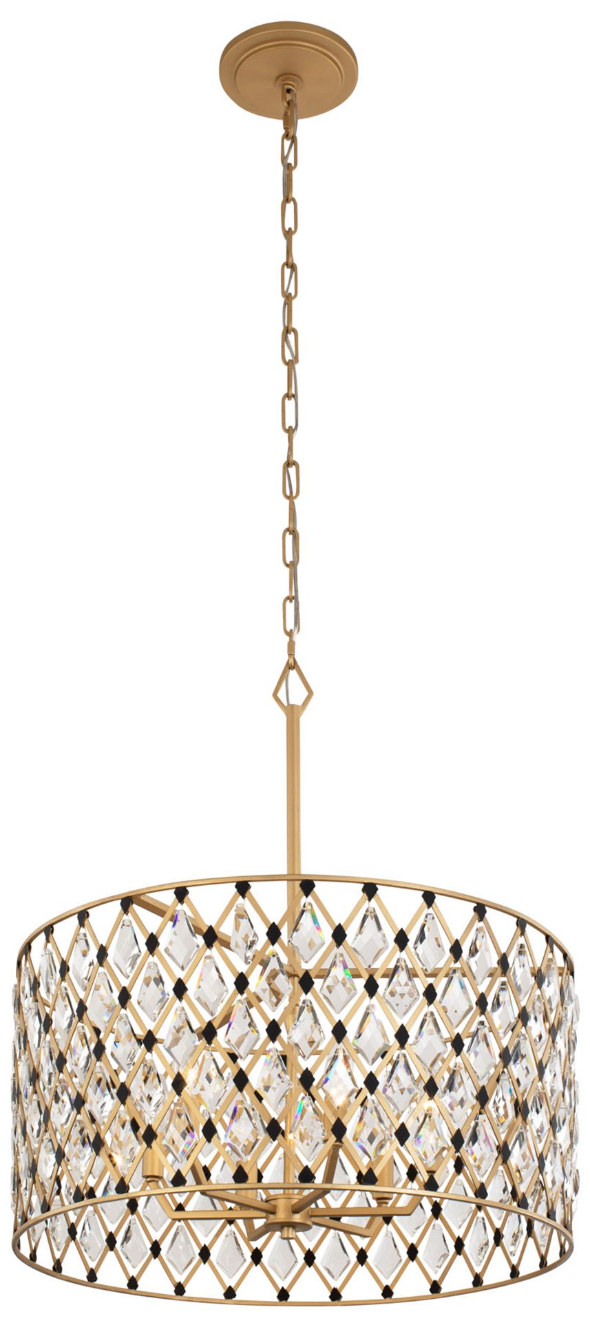 Windsor 6-Lt Crystal Pendant - French Gold & Matte Black