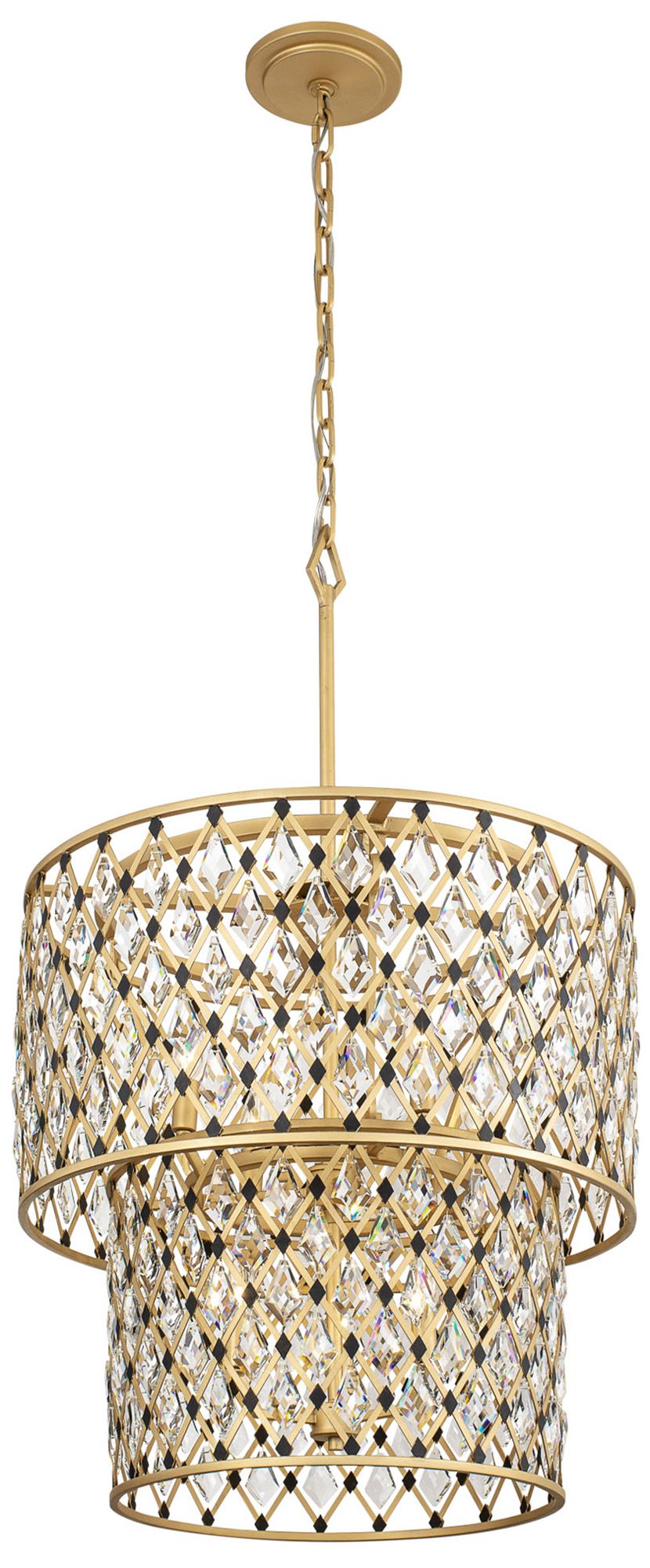 Windsor 7-Lt 2-Tier Crystal Chandelier - French Gold & Matte Black