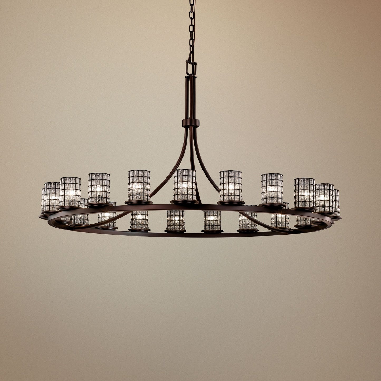 Wire Glass Dakota 60" W Dark Bronze 21-Light Chandelier