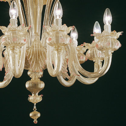 Gold Glass Chandelier With Nature Inspired Details