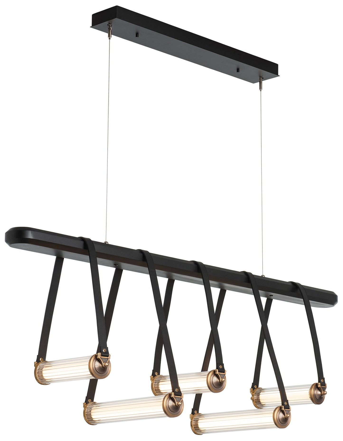 York Linear 5-Light LED Pendant - Brass - Black - Clear - Standard