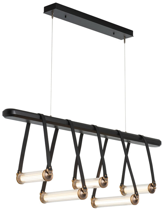 York Linear 5-Light LED Pendant - Brass - Black - Clear - Standard