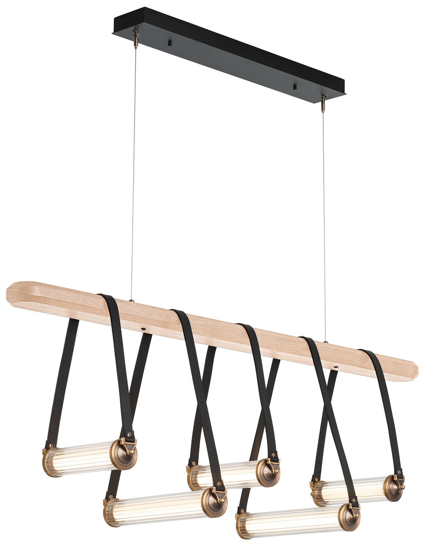 York Linear 5-Light LED Pendant - Brass - Black - Maple - Clear - Standard