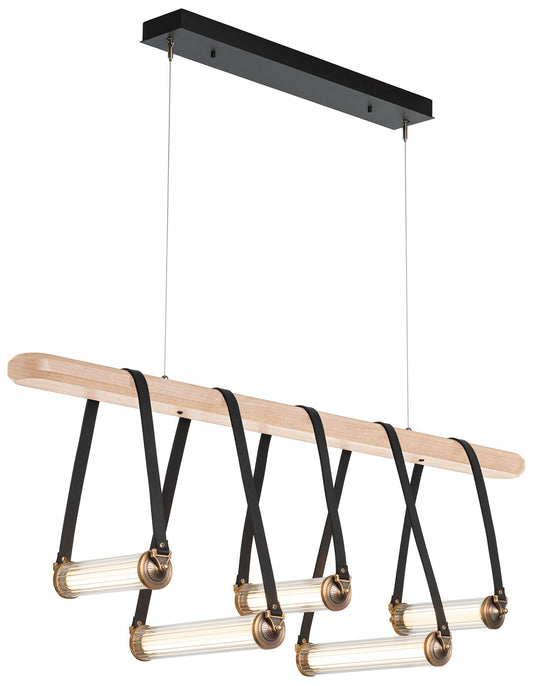 York Linear 5-Light LED Pendant - Brass - Black - Maple - Clear - Standard
