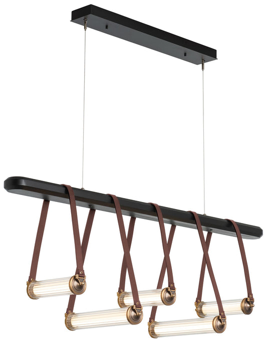 York Linear 5-Light LED Pendant - Brass - Brown - Black - Clear - Standard