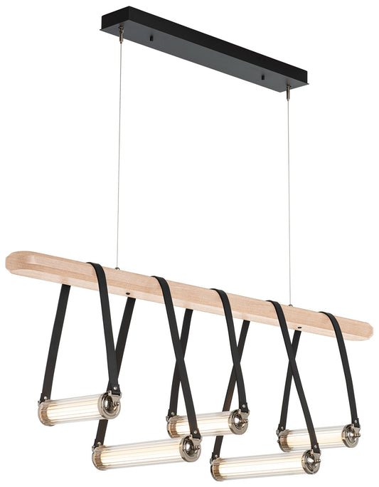 York Linear 5-Light LED Pendant - Nickel - Black - Maple - Clear - Standard
