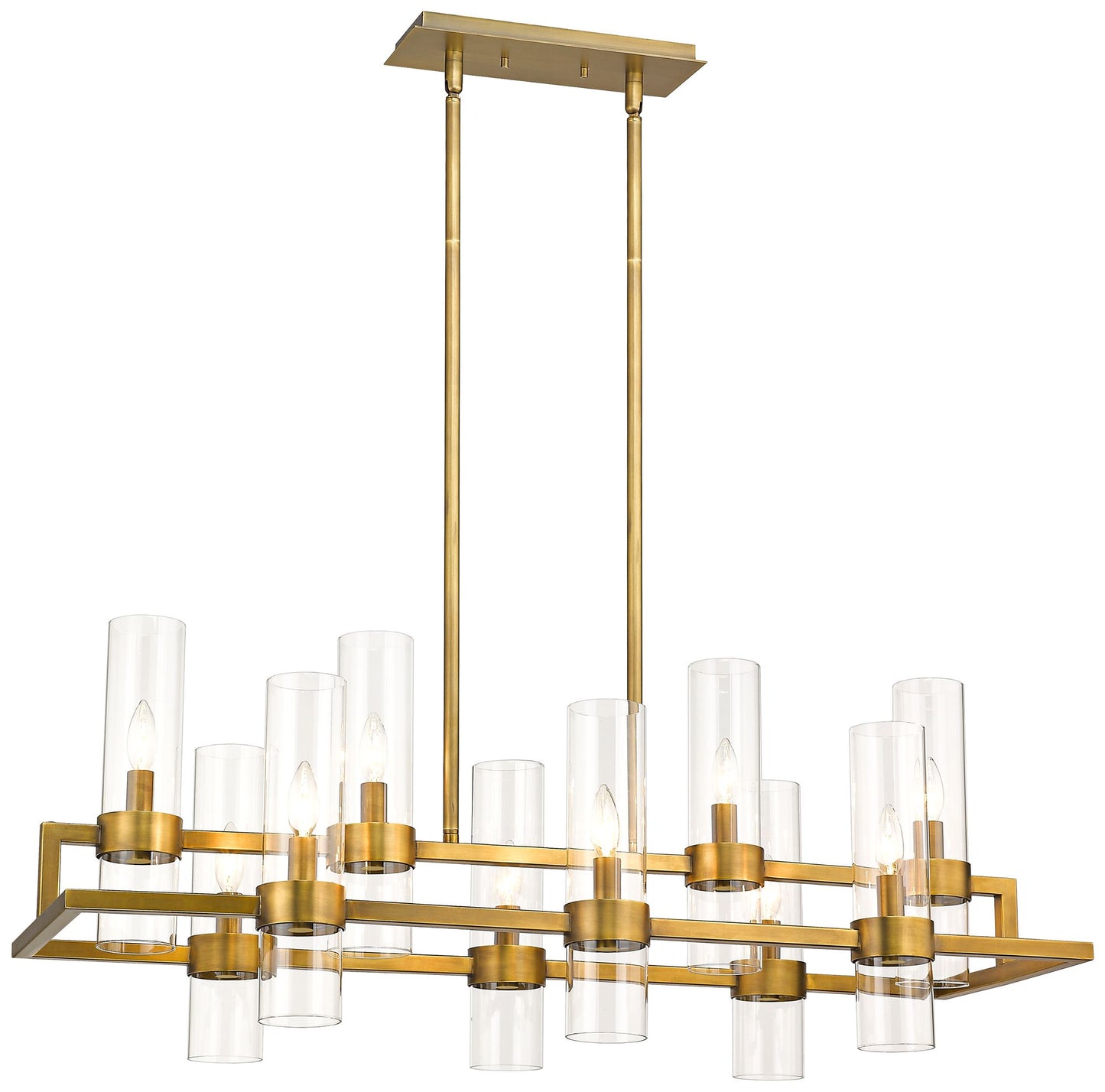 Z-Lite 10 Light Chandelier in Rubbed Brass Finish