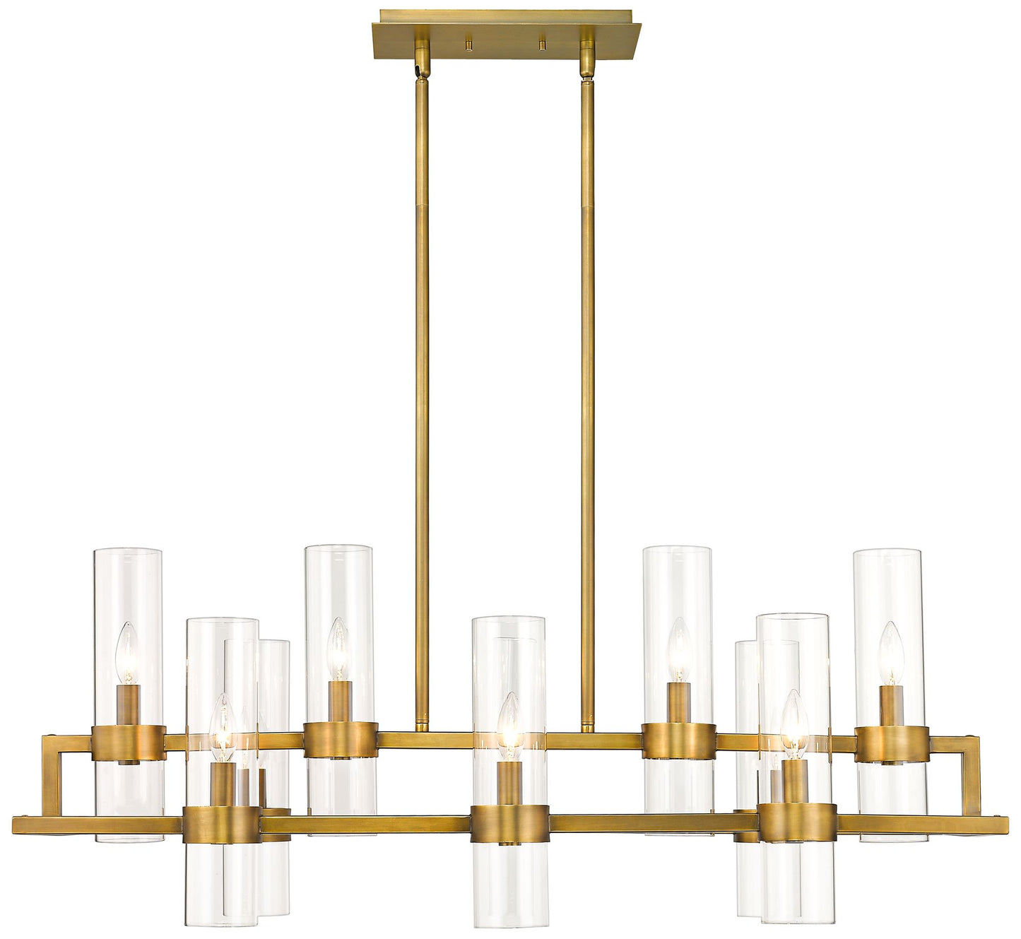 Z-Lite 10 Light Chandelier in Rubbed Brass Finish