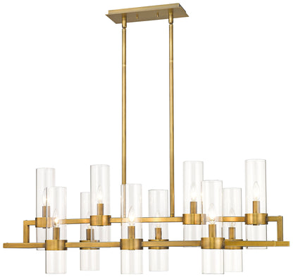 Z-Lite 10 Light Chandelier in Rubbed Brass Finish