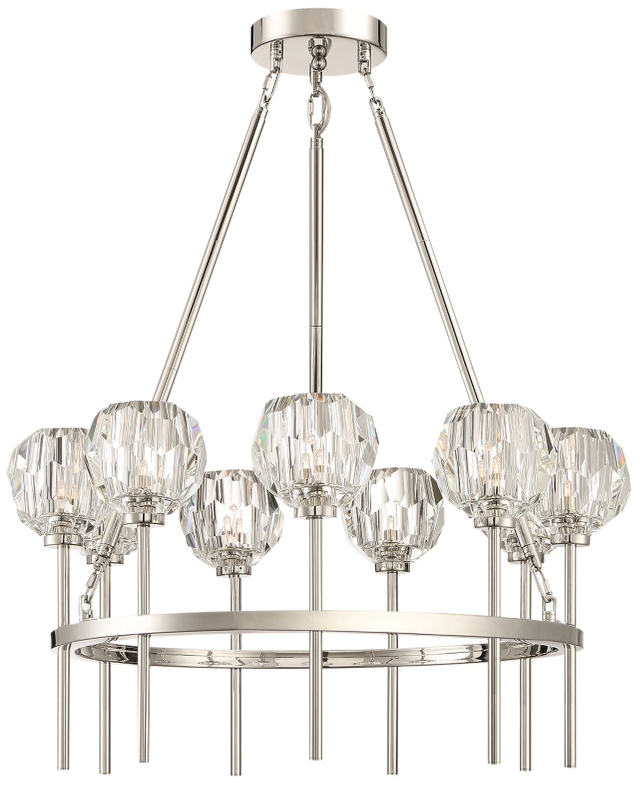 Zeev Parisian 26"W Polished Nickel 9-Light Round Chandelier