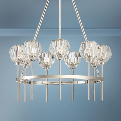 Zeev Parisian 26"W Polished Nickel 9-Light Round Chandelier