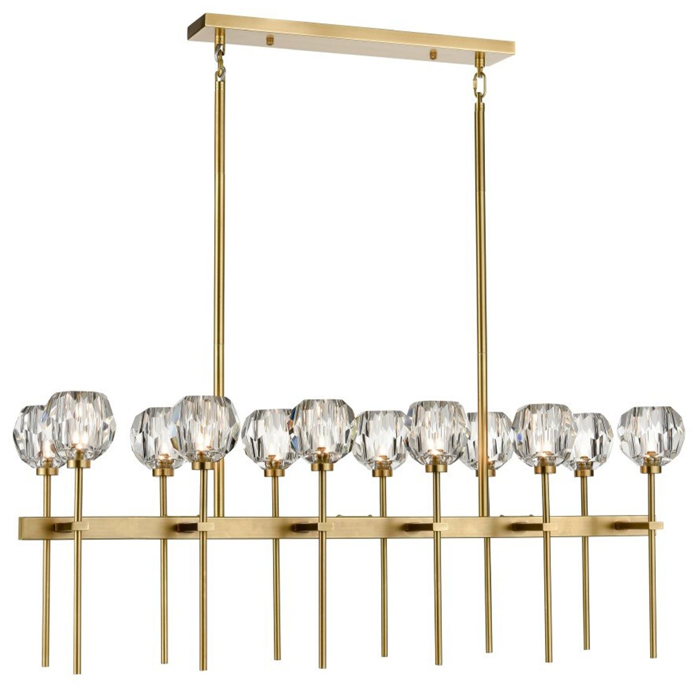 Zeev Parisian 48" Wide Aged Brass 12-Light Linear Chandelier